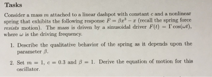 Solved 2 Set M 1 C 3 Beta 1 Derive The Equation Of Moti Chegg Com