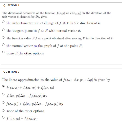 Solved Question 1 The Directional Derivative Of The Funct Chegg Com
