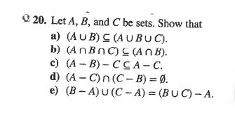 Solved Let A B And C Be Sets Show That A Aub S Chegg Com