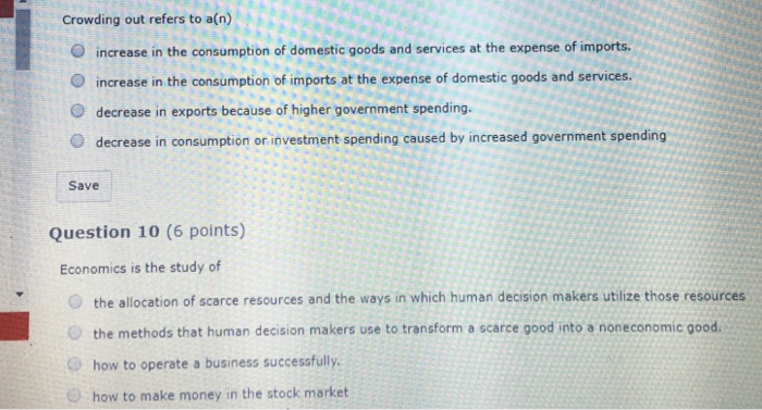 Solved Crowding Out Refers To A N O Increase In The Cons Chegg Com