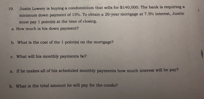 buying condo how much down payment