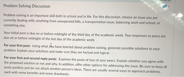 Solved Problem Solving Discussion Problem Solving Is An I Chegg Com