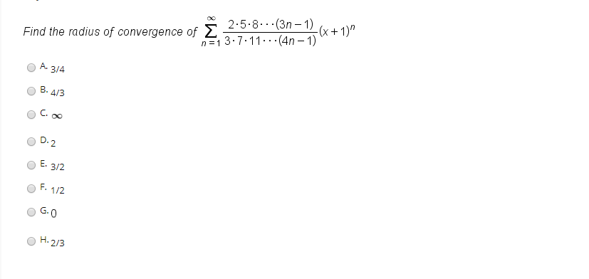 Solved Convergence Of 2 58 3n 1 3 7 11 4n 1 O0 2 5 8 Chegg Com