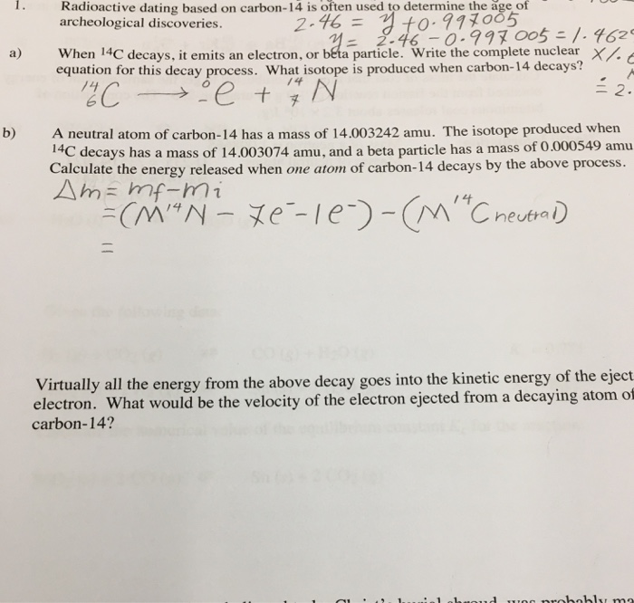 Radioactive dating equation