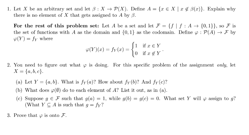 Solved 1 Let X Be An Arbitrary Set And Let B X P X Chegg Com