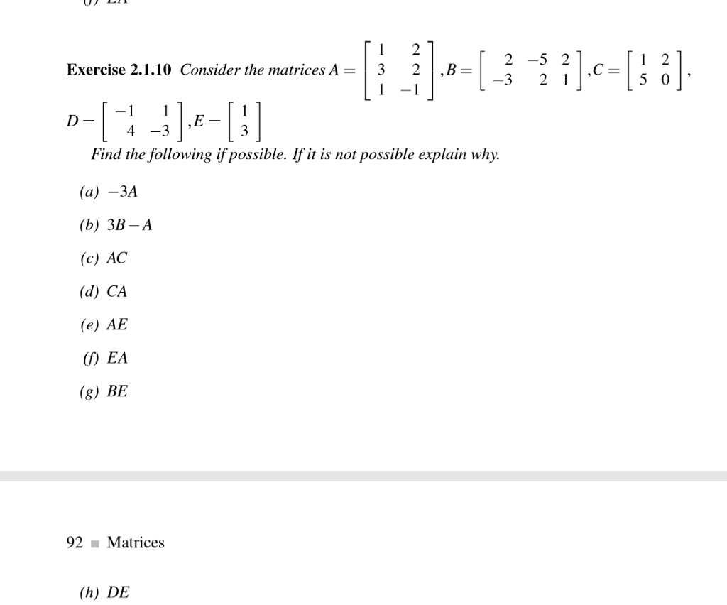 Solved Exercise 2 1 10 Consider The Matrices A 13 2 52 Chegg Com