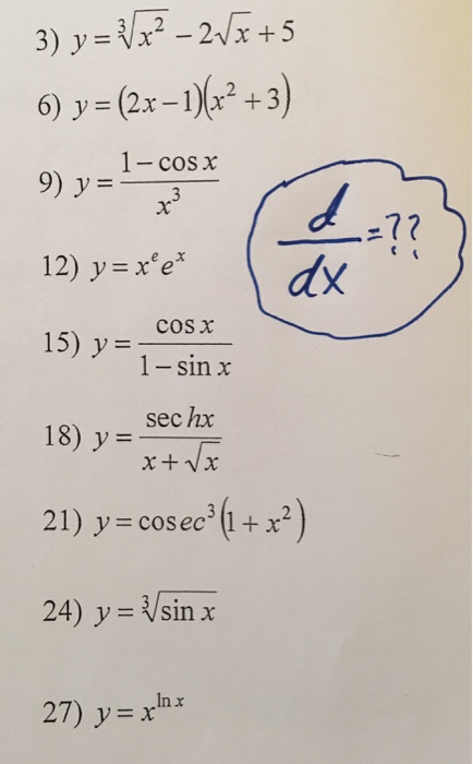 Solved 6 Y 2x 1 X2 3 9 Y 12 Y X Ex 15 Y 1 Sin Chegg Com