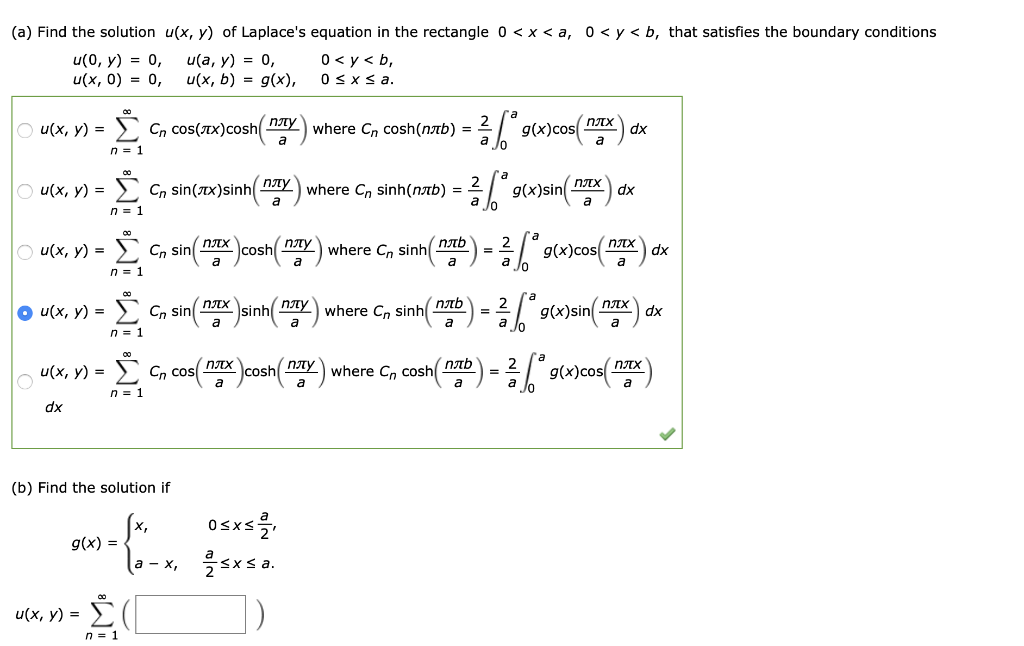 Solved A Find The Solution U X Y Of Laplace S Equatio Chegg Com