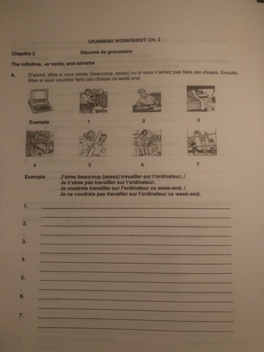 Grammar Worksheet Ch 2 Resume De Grammaire Chapitre Chegg Com