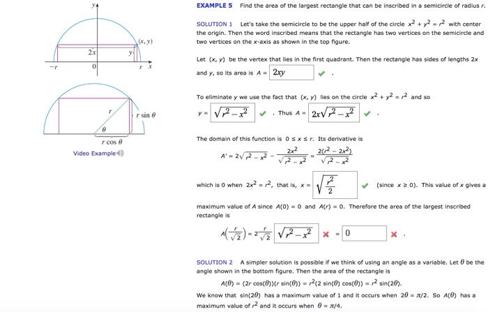 Solved EXAMPLE 5 Find The Area Of The Largest Rectangle T