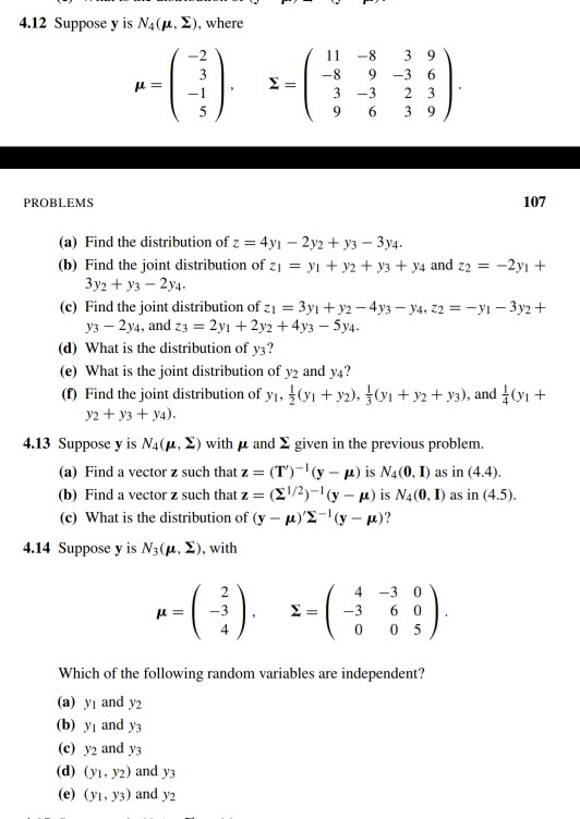 Solved 4 12 Suppose Y Is N4 U 2 Where 8 9 3 6 3 3 23 Chegg Com