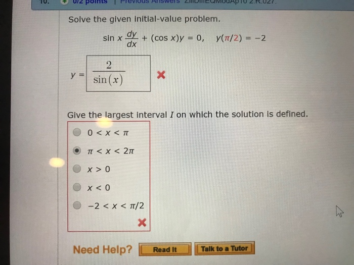 Solved Solve The Given Initial Value Problem Smxgr Co Chegg Com