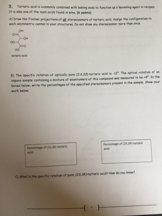 Tartaric Acid Is Commonly Combined With Baking Soda Chegg Com