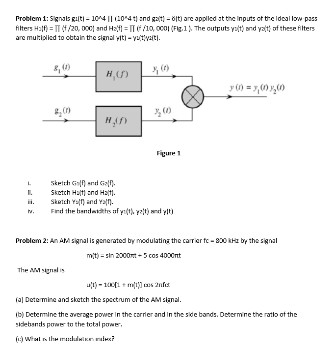 Solved 3.4-3 Signals g1 (t) = 10³e-1000tu(t) and g2 (t) =