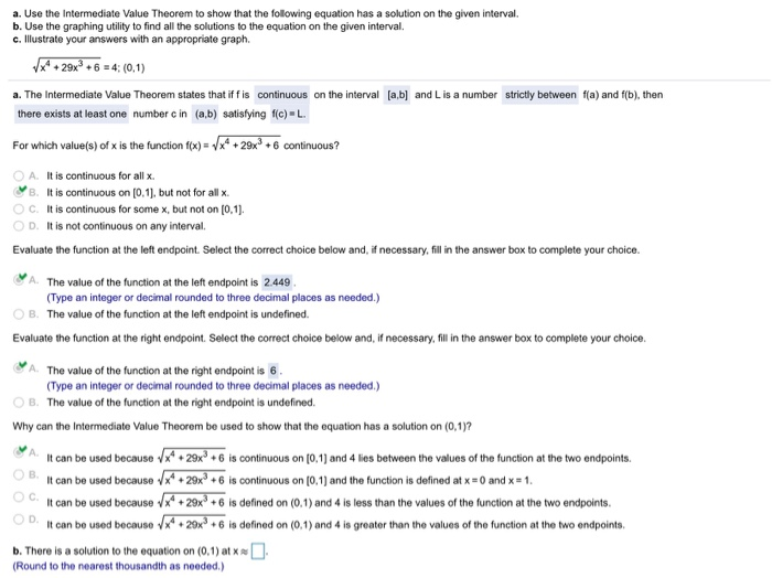 Solved A Use The Intermediate Value Theorem To Show That Chegg Com