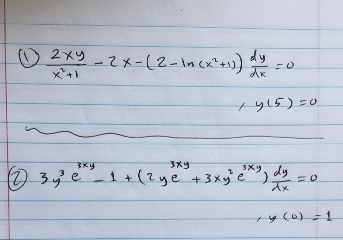 Solved 2xy X 2 1 2x 2 Ln X 2 1 Dy Dx 0 Y 5 Chegg Com