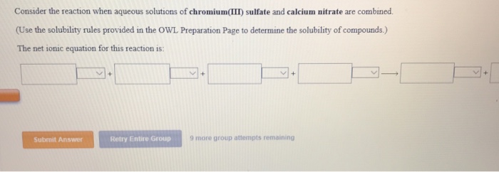 Solved Consider The Reaction When Aqueous Solutions Of Ch Chegg Com