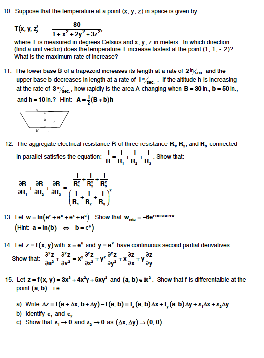 Solved 10 Suppose That The Temperature At A Point X Y Chegg Com