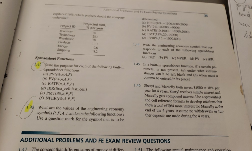 And B Solved: Additional FE Exam ... Review Problems Questions