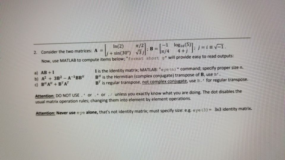 A| π/2 Matrices: Now, 2. Two Solved: ... The Consider Us Ln(2)