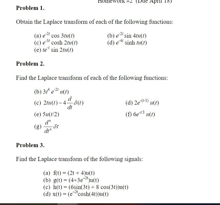 Solved Hollie Work 2 Due April 1 D Problem Obtain The Chegg Com