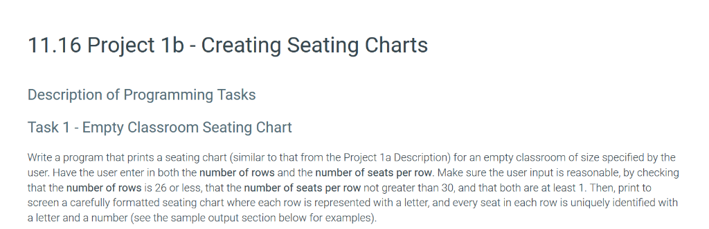 Seating Chart Program