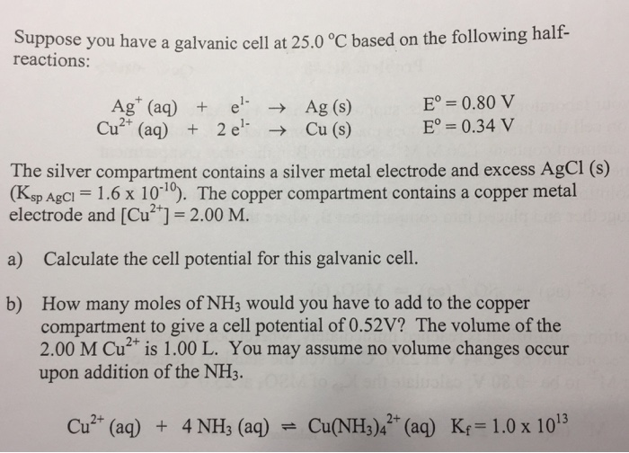 Solved Suppose You Have A Galvanic Cell At 25 0 C Based Chegg Com