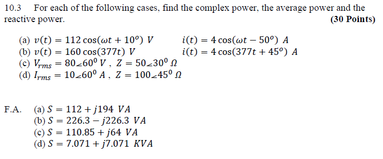 Solved 10 3 For Each Of The Following Cases Find The Com Chegg Com