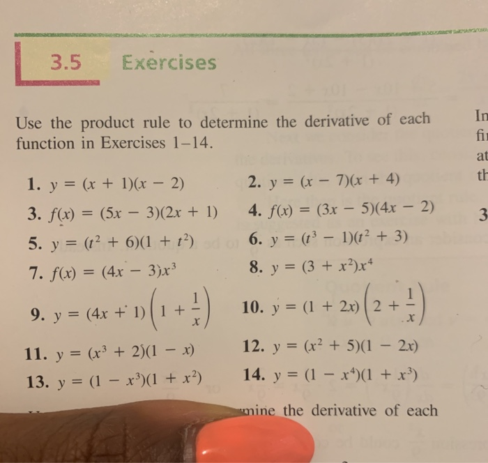 Solved 3 5 Exercises Use The Product Rule To Determine Th Chegg Com