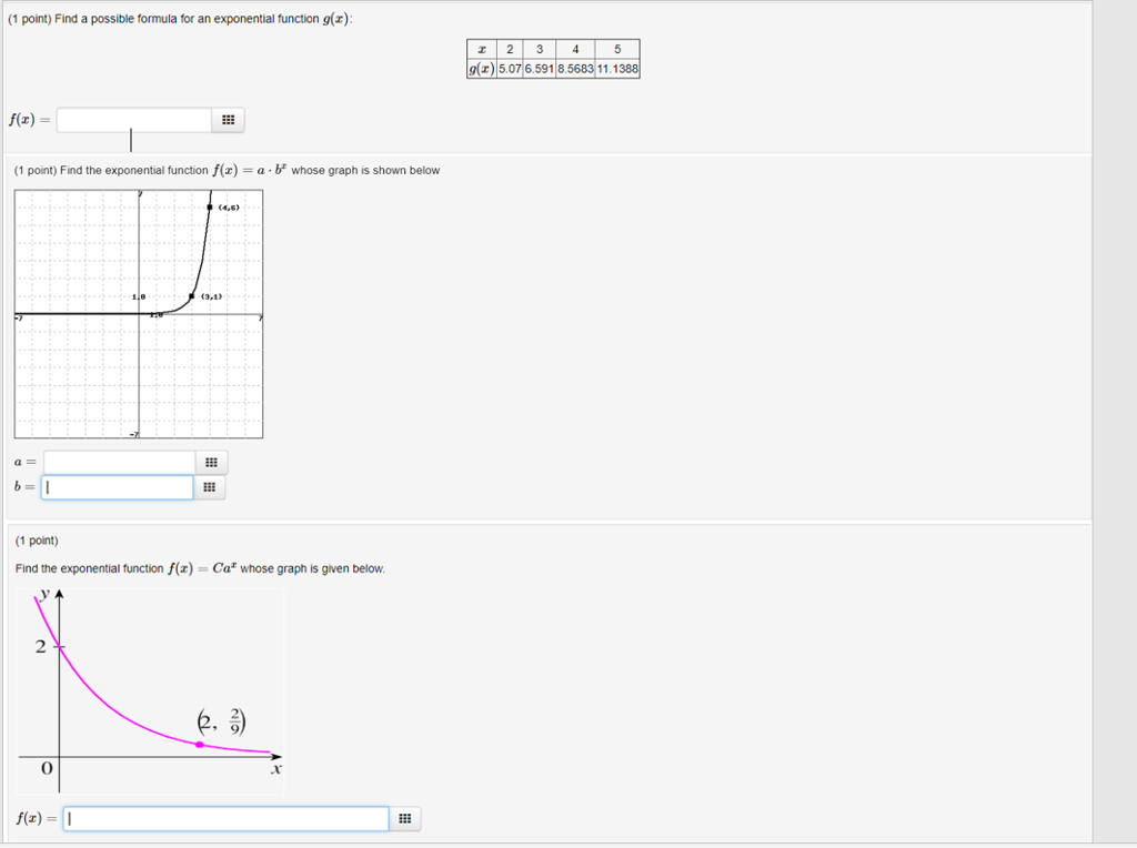 Solved 1 Point Find A Possible Formula For An Exponenti