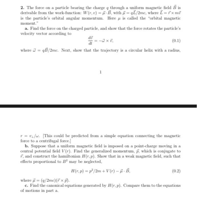Solved 2 The Force On A Particle Bearing The Charge Q Th Chegg Com