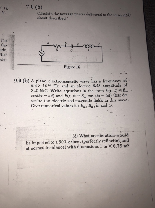 Solved 70 B 0 ω Calculate The Average Power Delivered - 