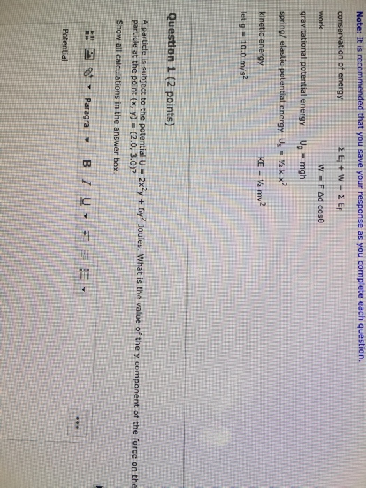 Solved Note It Is Recommended That You Save Your Respons Chegg Com