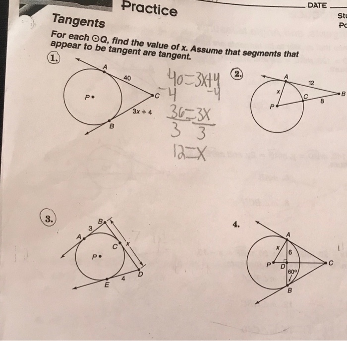 Date Practice St Po Tangents For Each Oq Find The Chegg 