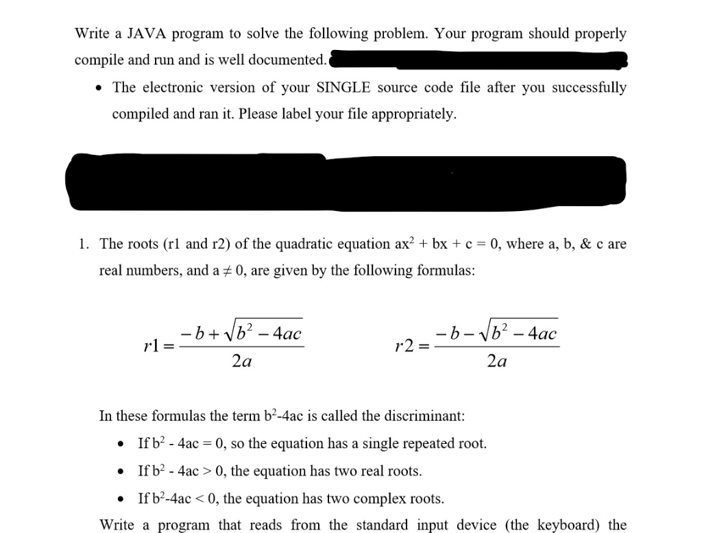 Write a JAVA program to solve the following problem. Your program should properly compile and run and is well documented . Th