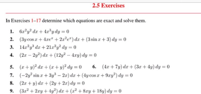 Solved Determine Which Equations Are Exact And Solve Them Chegg Com