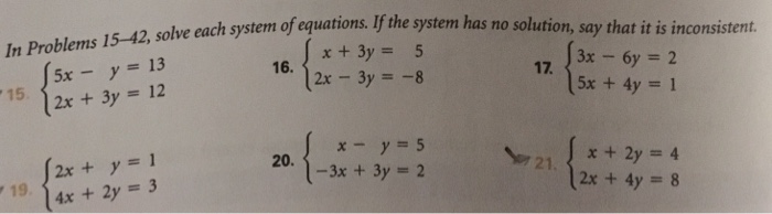 Solved Solve Each System Of Equations I The System Has No Chegg Com