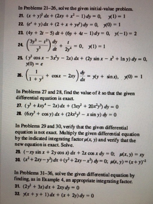 Solved In Solve The Given Initial Value Problem X Y Chegg Com