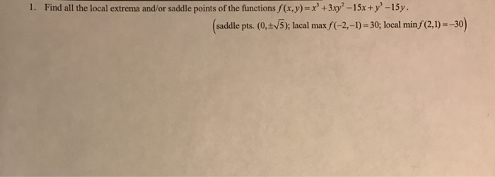 Solved Find All The Local Extrema And Or Saddle Points Of Chegg Com