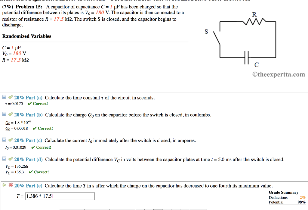 Solved 7 Problem 15 A Capacitor Of Capacitance C 1 F Chegg Com