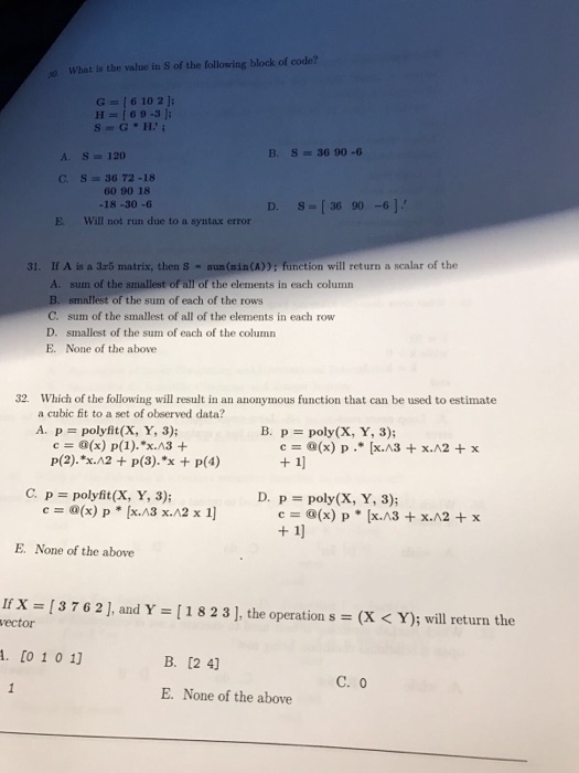 Solved What Is The Value To S Of The Following Block Of C Chegg Com