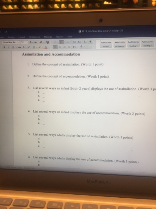 define and provide examples of assimilation and accommodation