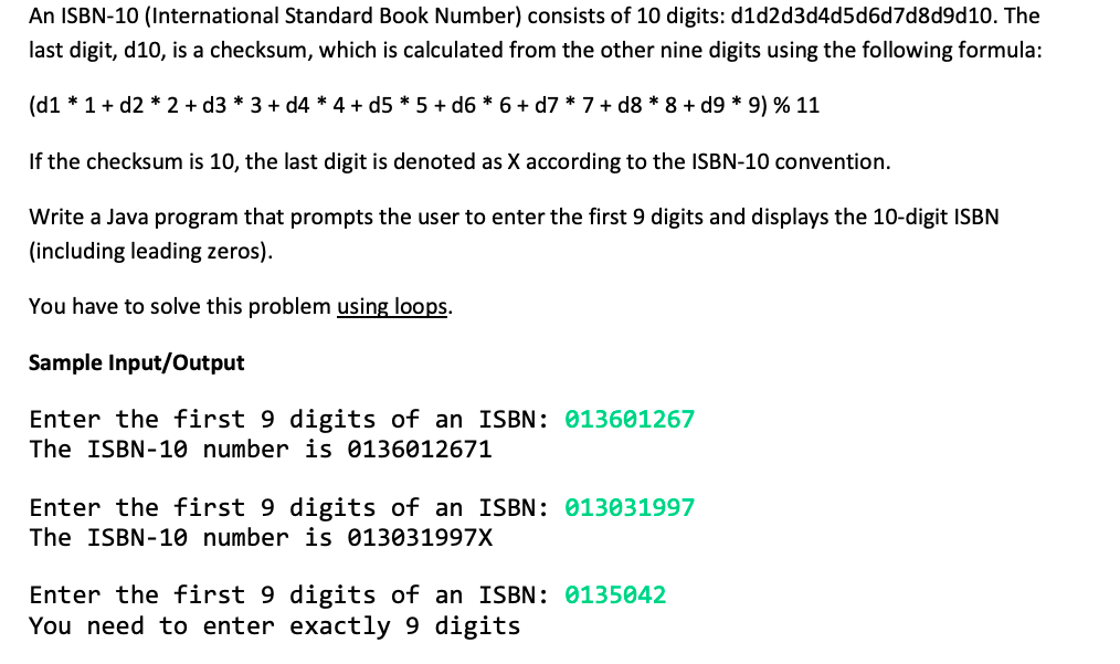 An Isbn 10 International Standard Book Number Chegg An Isbn 10 International Standard Book Number Chegg