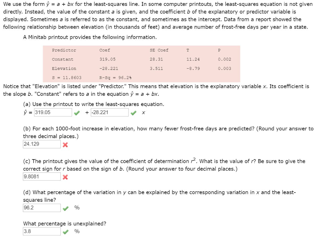 Solved We Use The Form Y A Bx For The Least Squares Lin Chegg Com