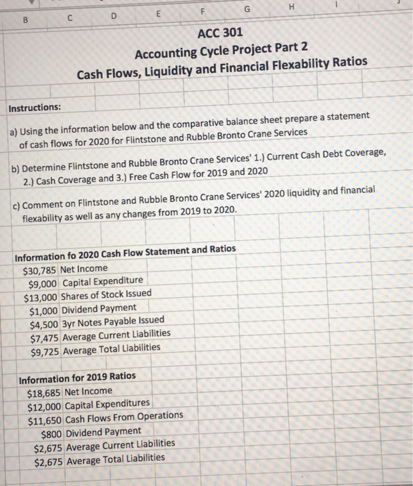Solved Acc 301 Accounting Cycle Project Part 2 Cash Flows Chegg Com