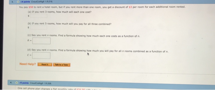 Solved 3 4 Points 1r 016 You Pay 58 To Rent A Hotel R