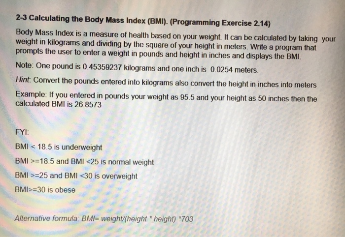 Solved Body Mass Index Is A Measure Of Health Based On Yo