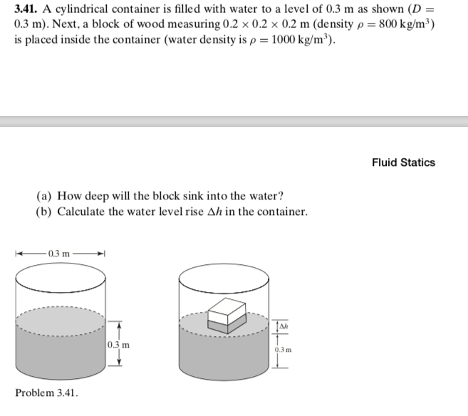 Solved A Styrofoam cylinder, filled with water, sits on a