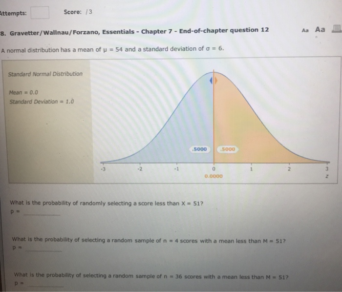 Solved Score 3 Ttempts 8 Gravetter Wallnau Forzano Es Chegg Com