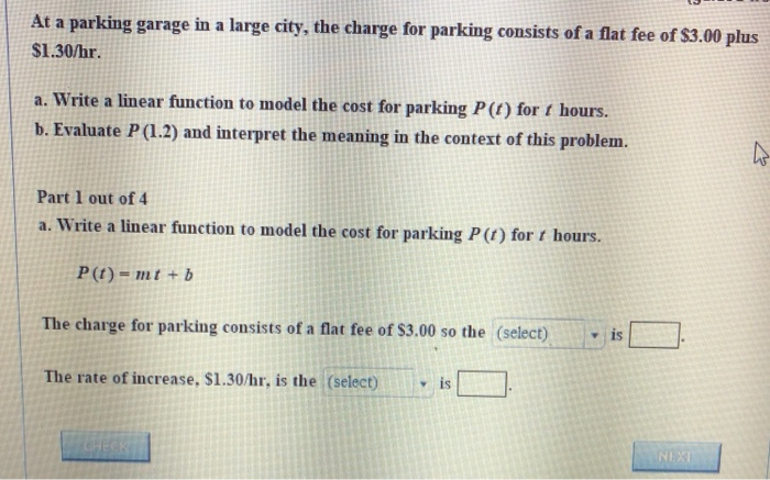 Solved At A Parking Garage In Large City The Charge Fo At A Parking Garage In Large City The Charge For Consists Of